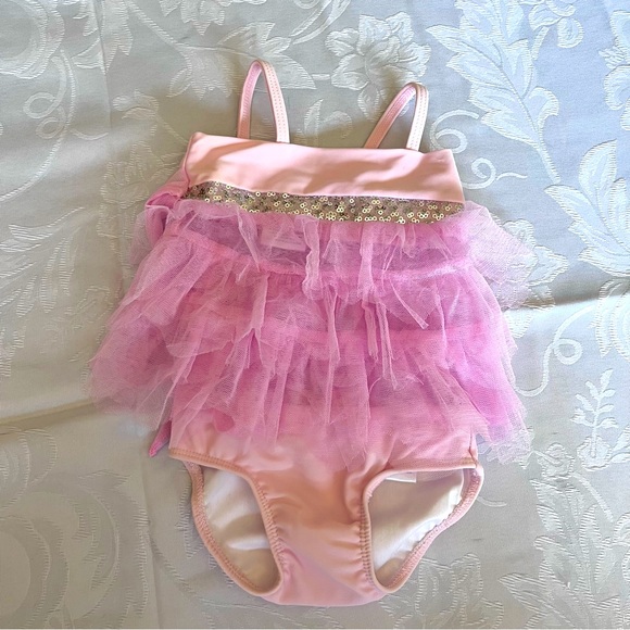 Kate Mack baby girl Tankini size 3m.   Pale pink with tulle, & sequin design - Picture 1 of 4